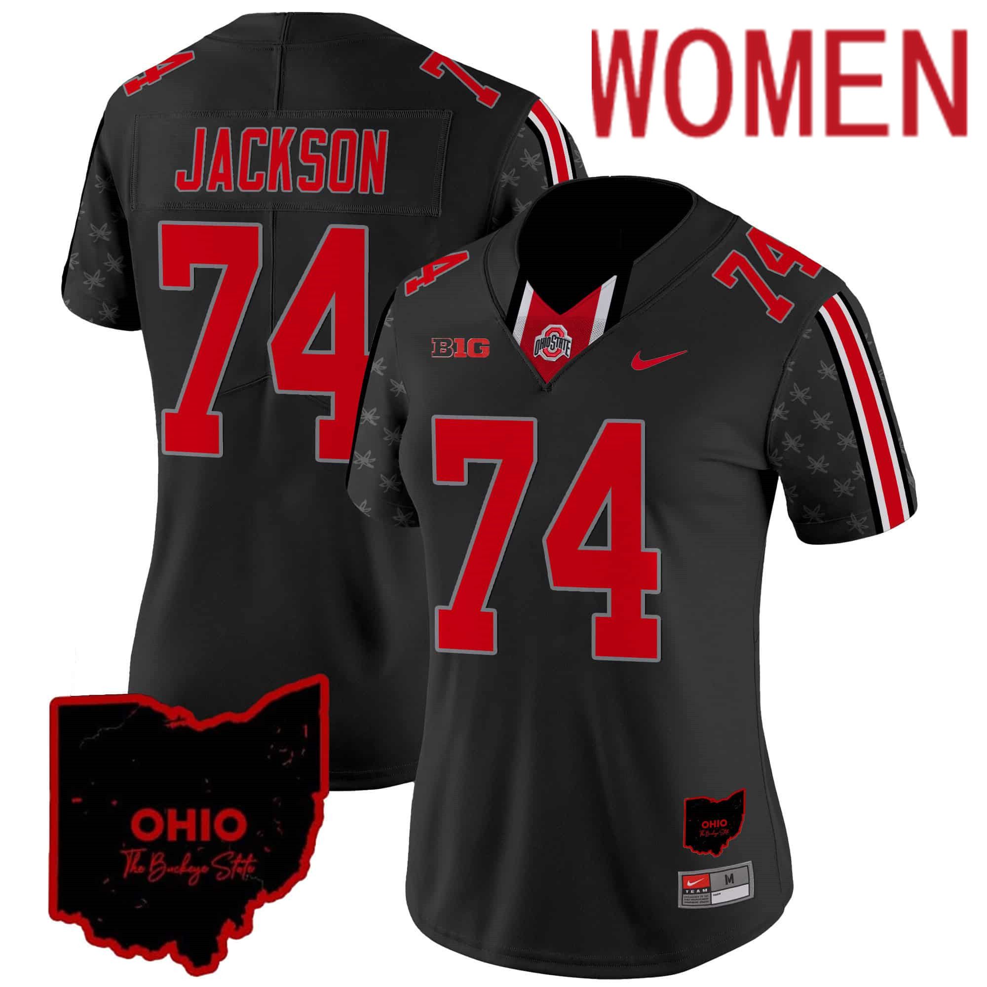 Women Ohio State Buckeyes #74 Jackson Black 2024 Nike Home Patch Vapor Limited NCAA Jersey